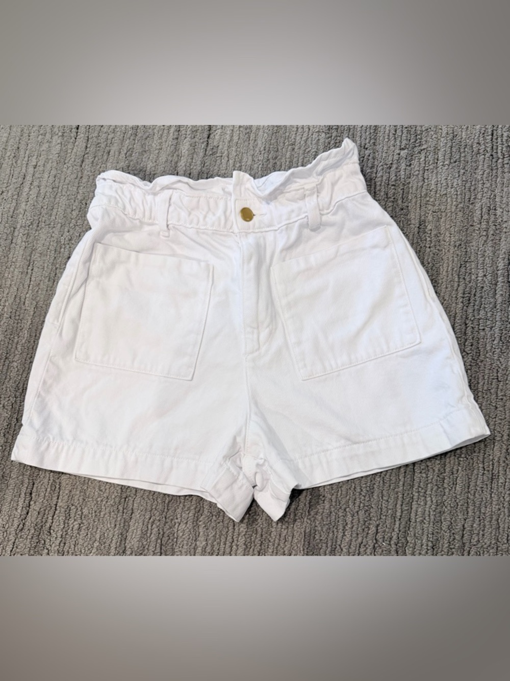 Zara White Paperbag Waist Denim Shorts